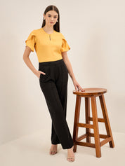 Tiffany Mimosa-Yellow Petal Sleeves Top - Yellow