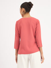 Mermaid Mule Cowl Neck Top - Dark Peach