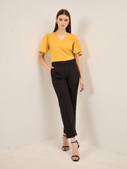 Rio Cosmo-Yellow Flutter Sleeves Top - Yellow