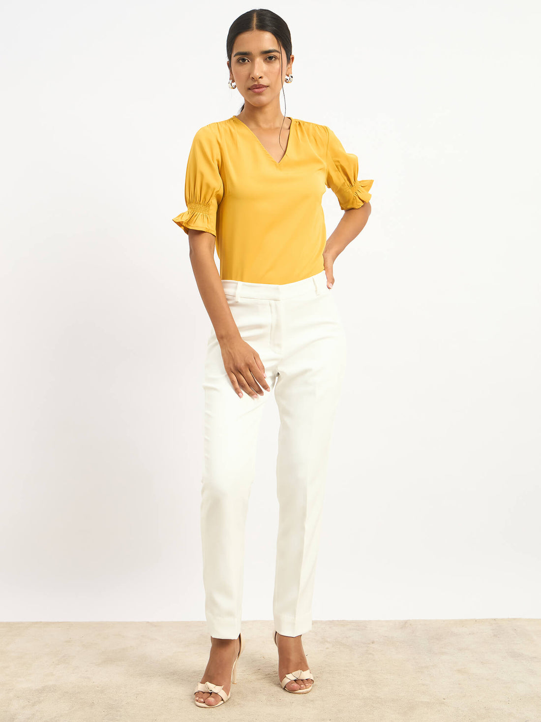 Mango Margarita Smocked Sleeves Top - Yellow