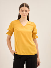 Mango Margarita Smocked Sleeves Top - Yellow