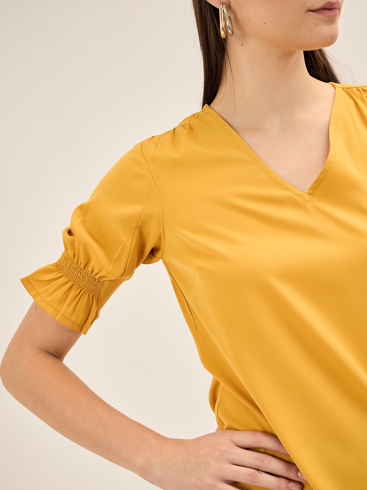 Mango Margarita Smocked Sleeves Top - Yellow