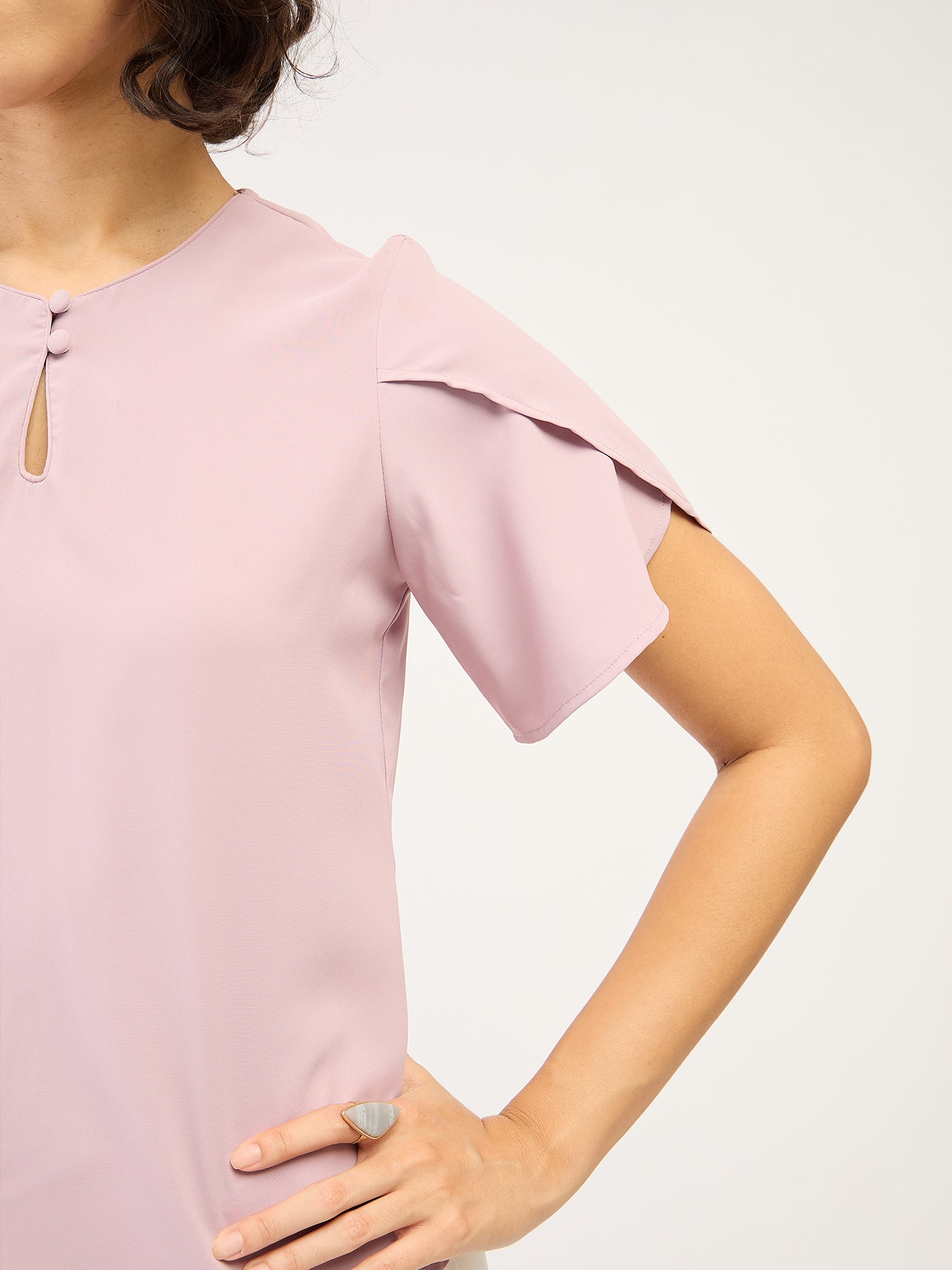 Purple Haze Petal Sleeves Top-Dusty Mauve