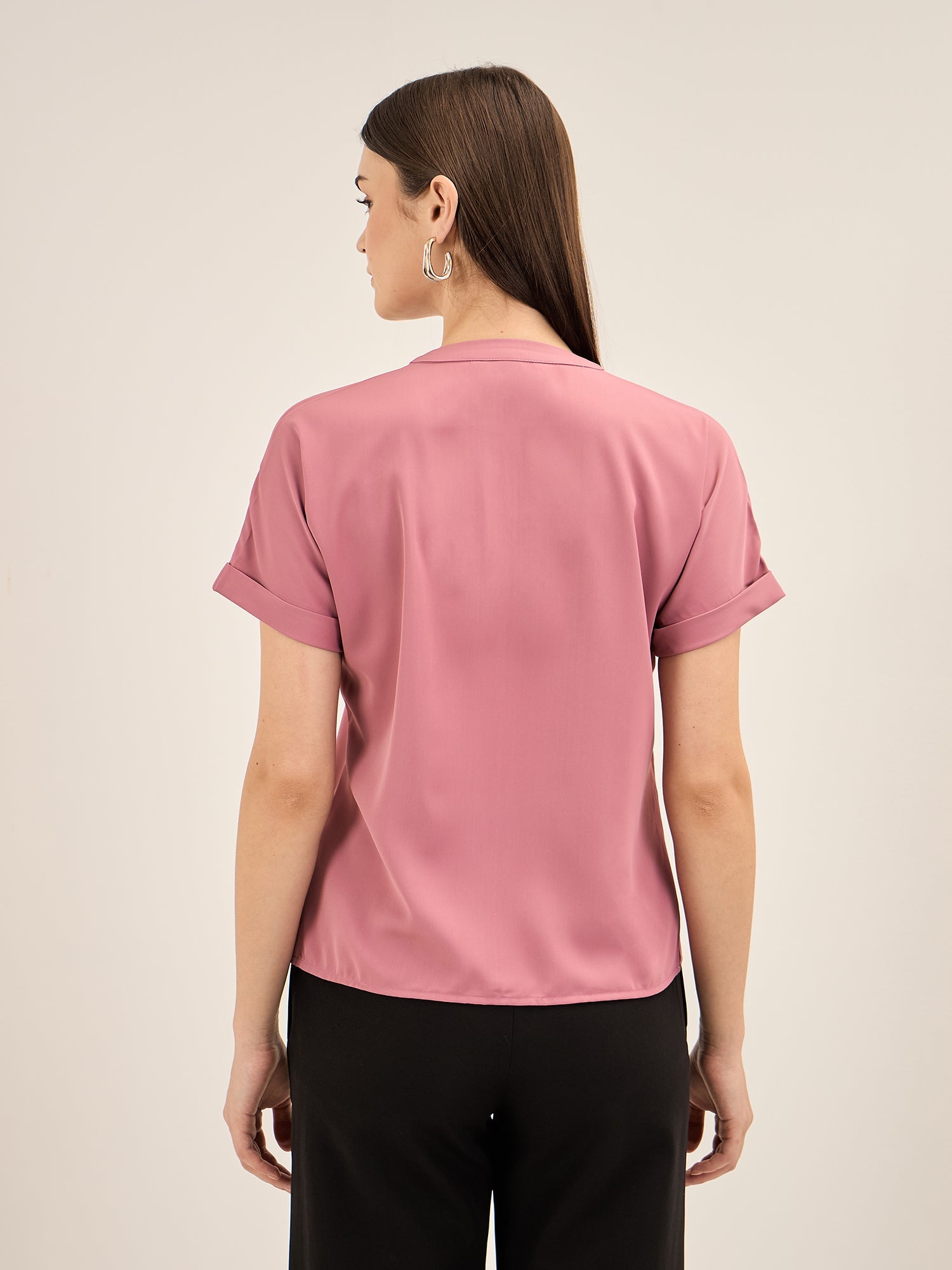 Mulled Wine Pleated Top-Pink