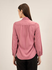 Strawberry Sangria Neck Tie Top-Mauve-Pink