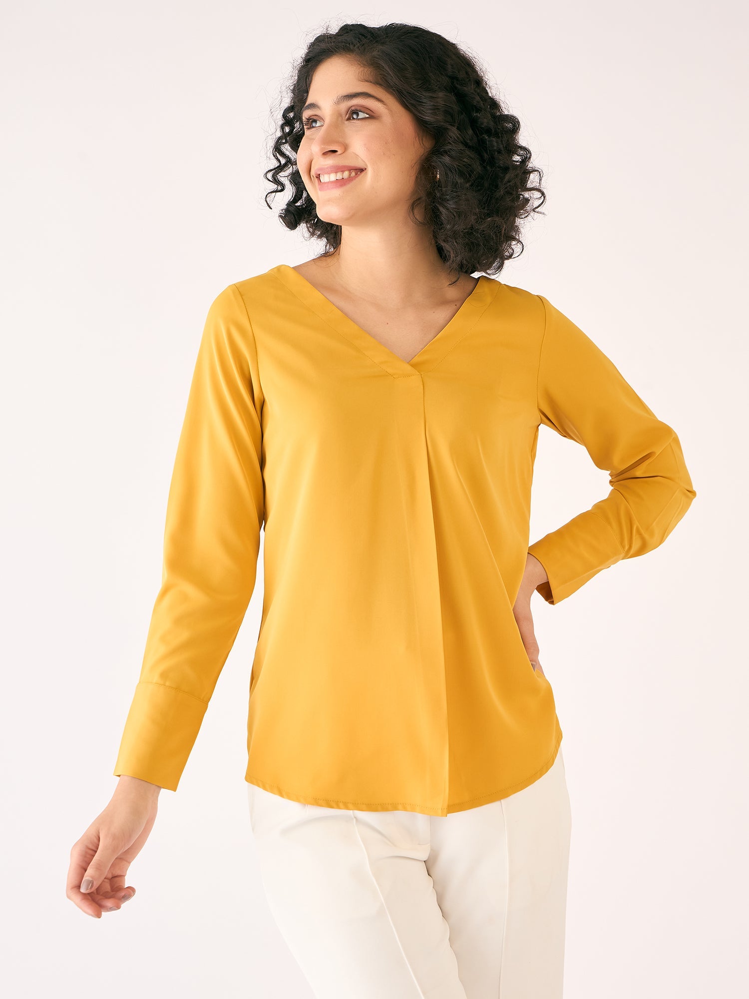 Nectar Sunshine Front Pleat Top-Yellow