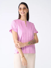 Mulled Wine Pleated Top-Lilac