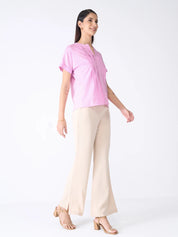 Mulled Wine Pleated Top-Lilac