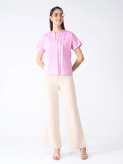 Mulled Wine Pleated Top-Lilac