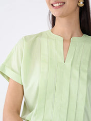 Mulled Wine Pleated Top-Fresh Green