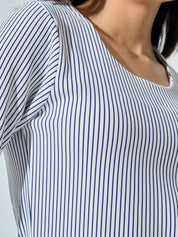 Nixie Scoop Neck Striped Top -Black & White