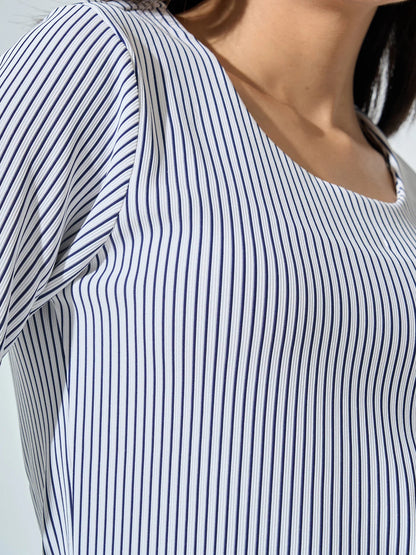 Nixie Scoop Neck Striped Top -Black &amp; White
