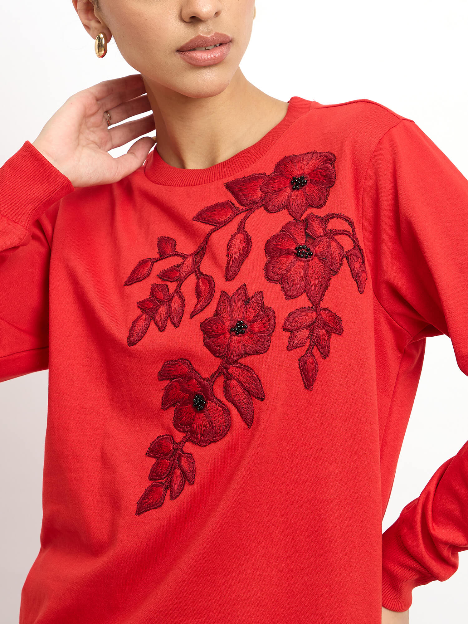 Astrid Embroidered Sweatshirt - Red