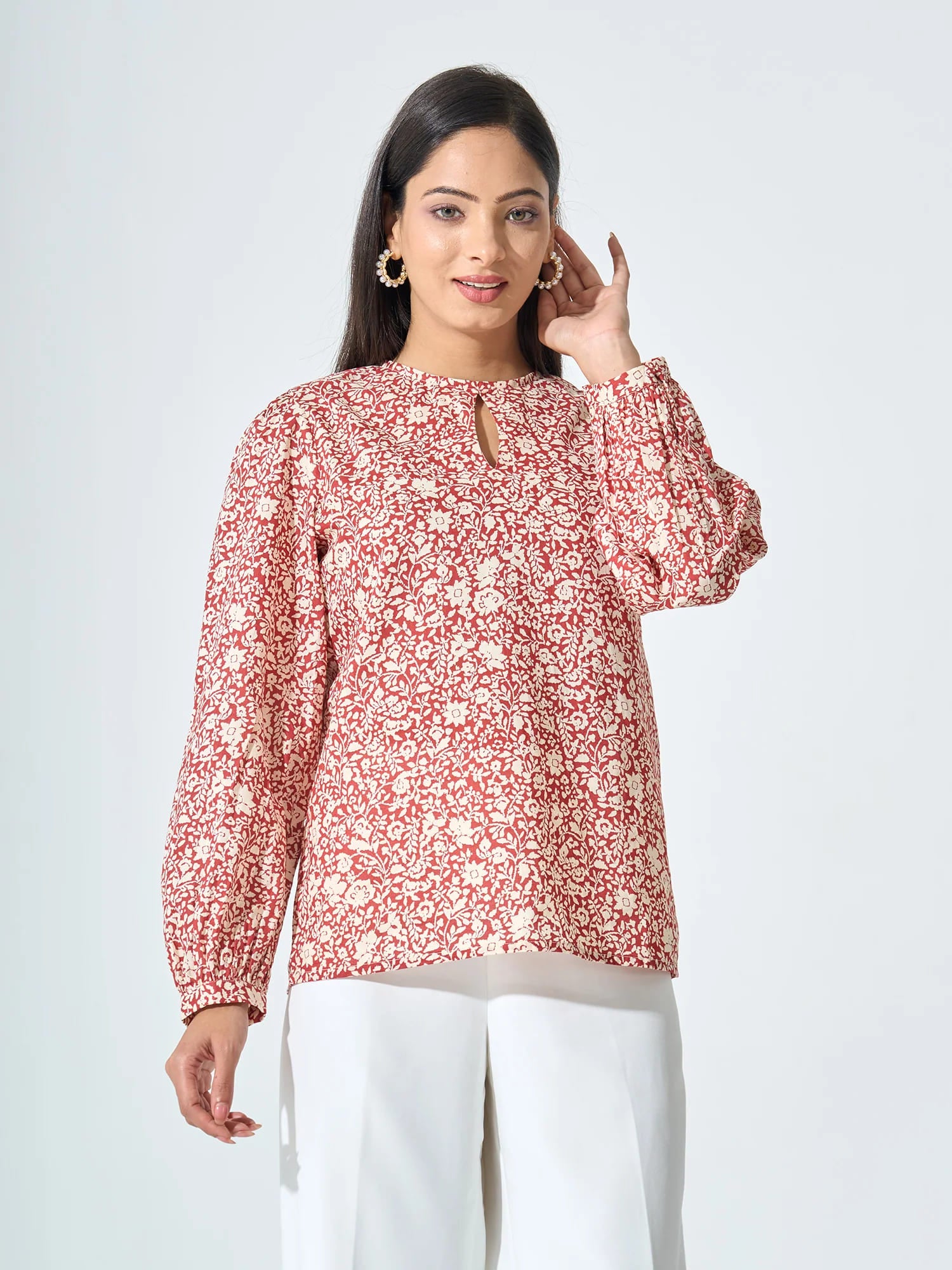 Henna Front Keyhole Top - Rust