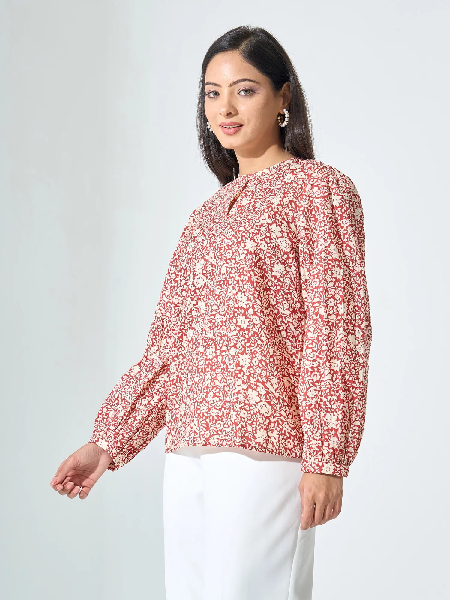 Henna Front Keyhole Top - Rust