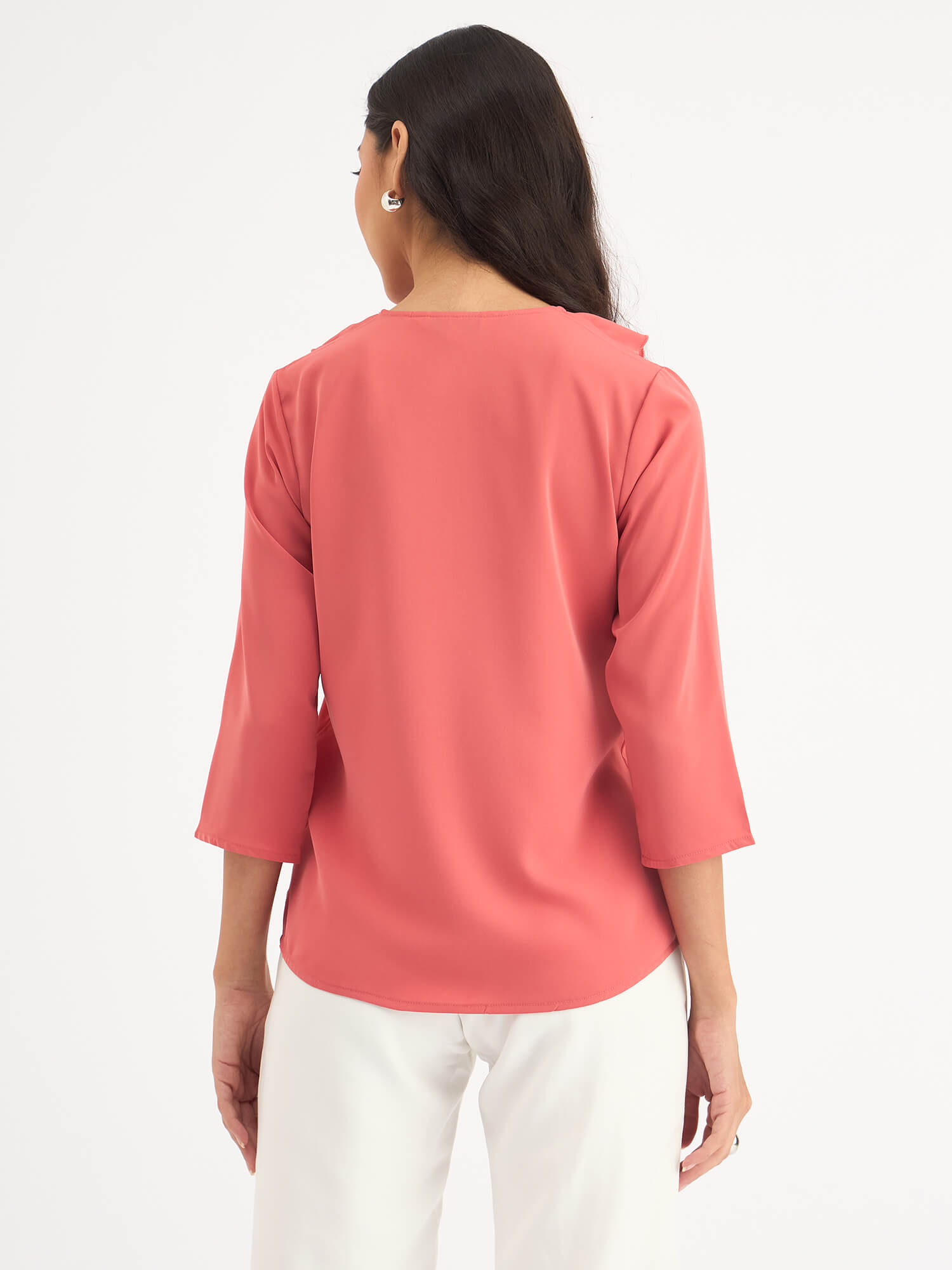 Midnight Kiss Ruffled Neckline Top - Dark Peach