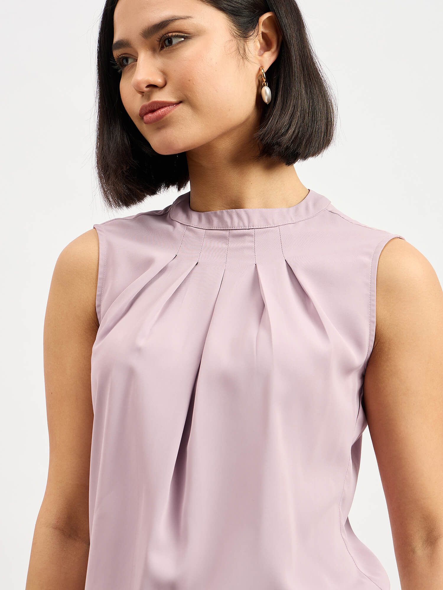 Wheat Front Pleat Top - Lilac