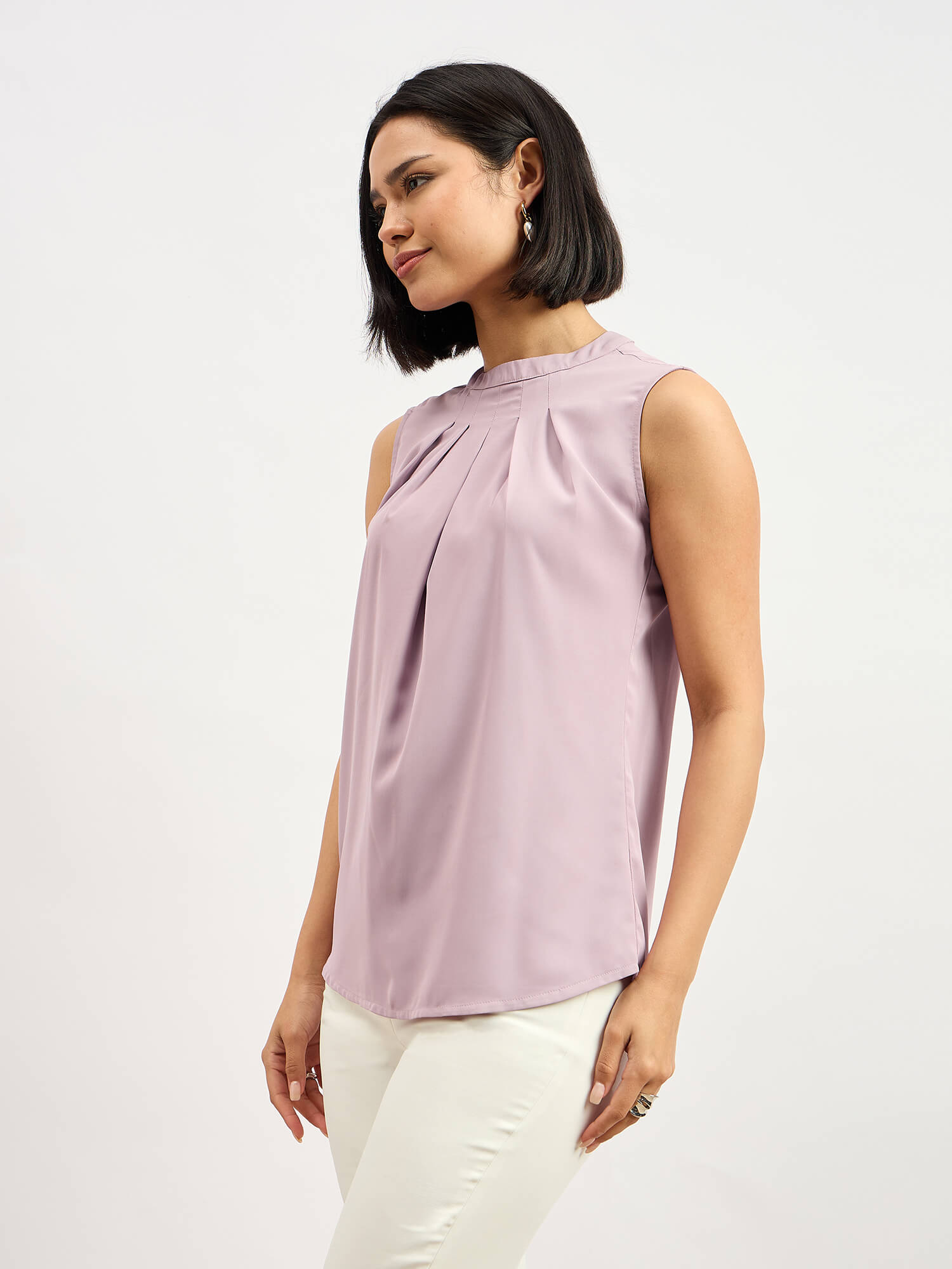 Wheat Front Pleat Top - Lilac - SALT Attire