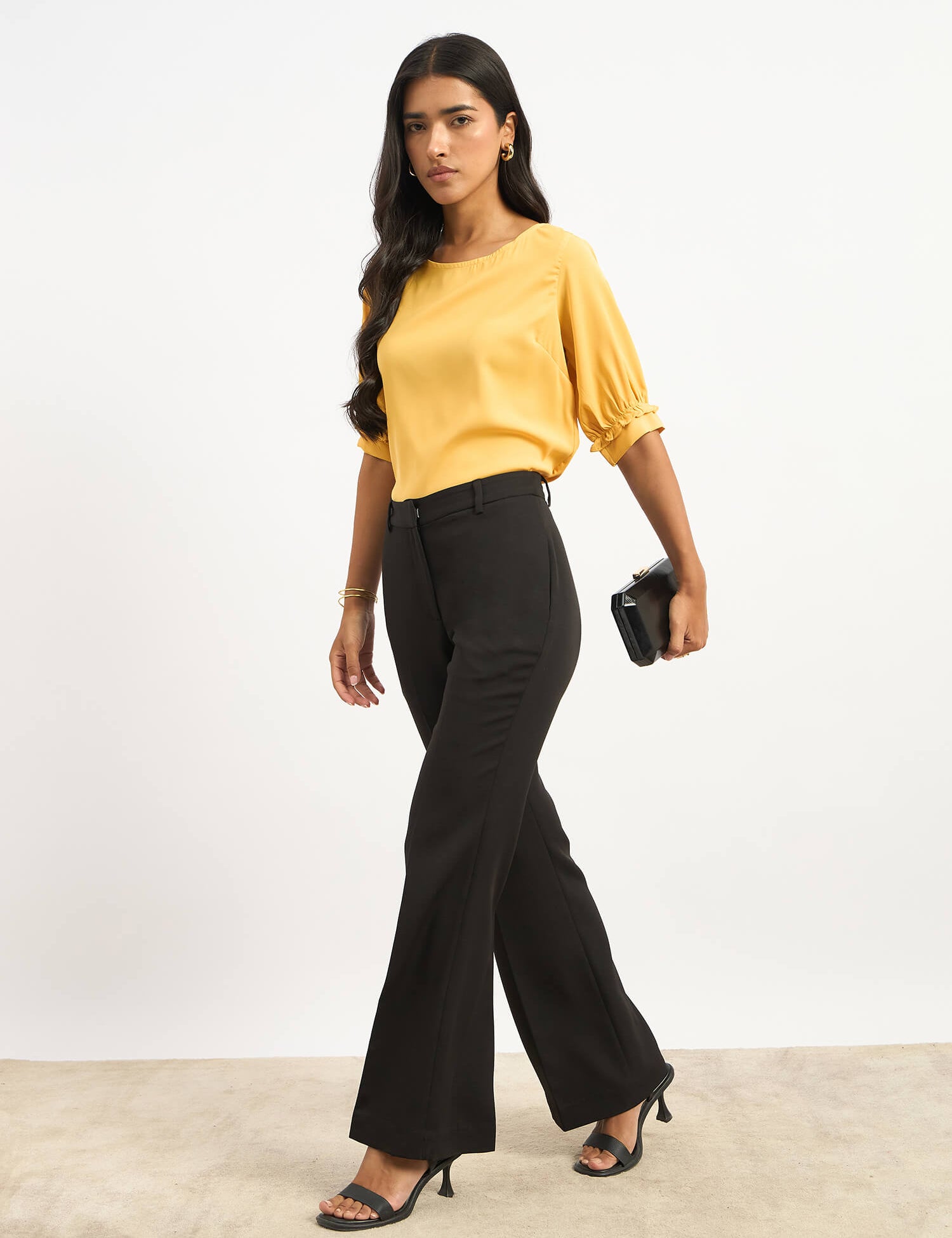 Arctic Mimosa Ruffle Sleeves Top - Yellow