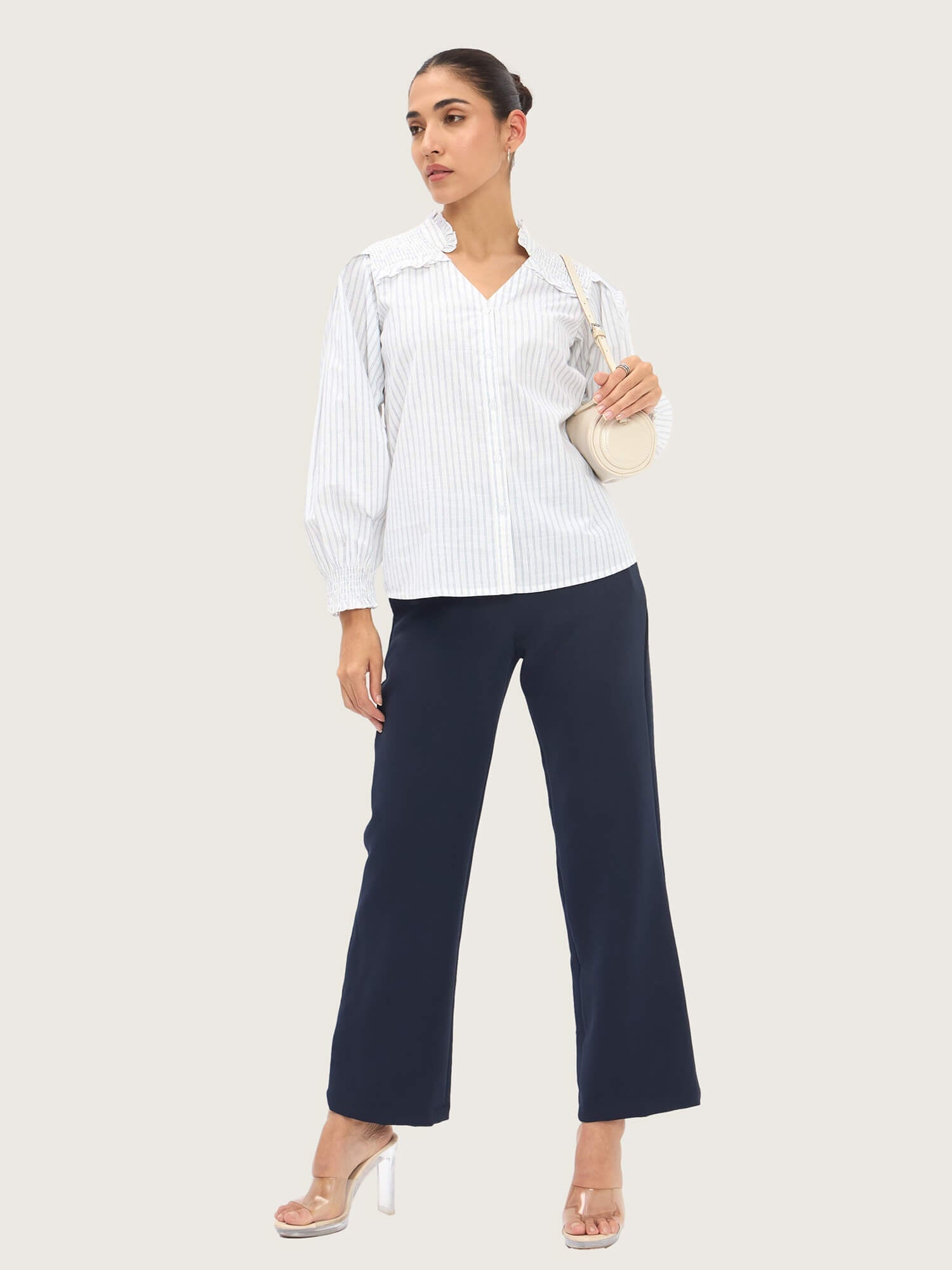 Mabel Striped Button Down Top - Blue Stripes - SALT Attire