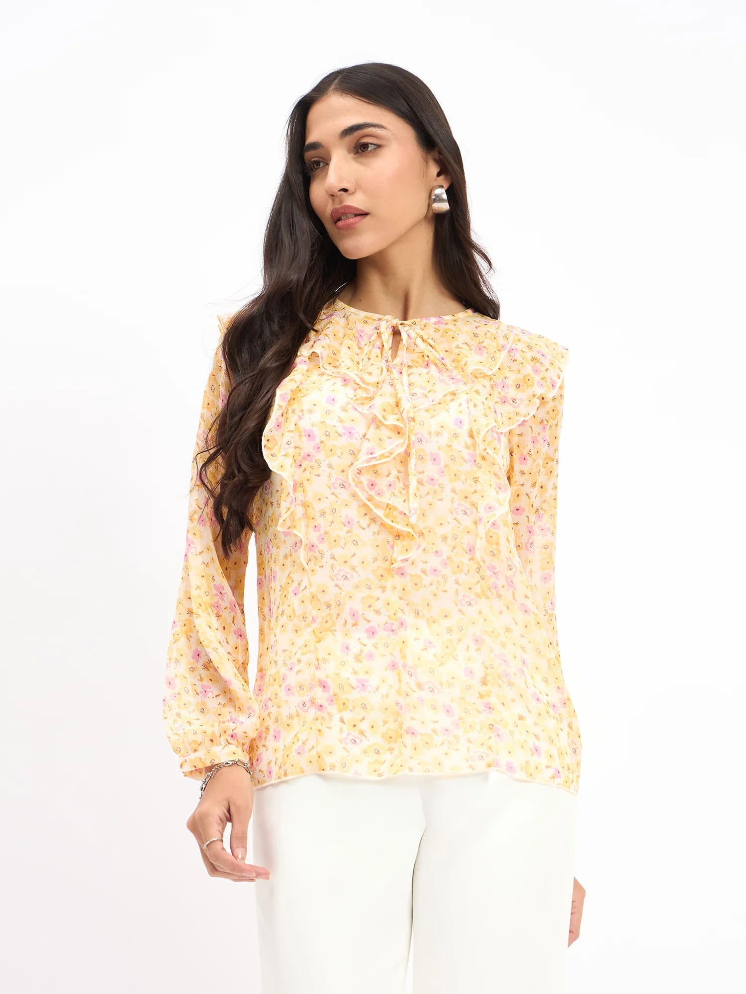 Cillian Ruffle Detail Top - Yellow