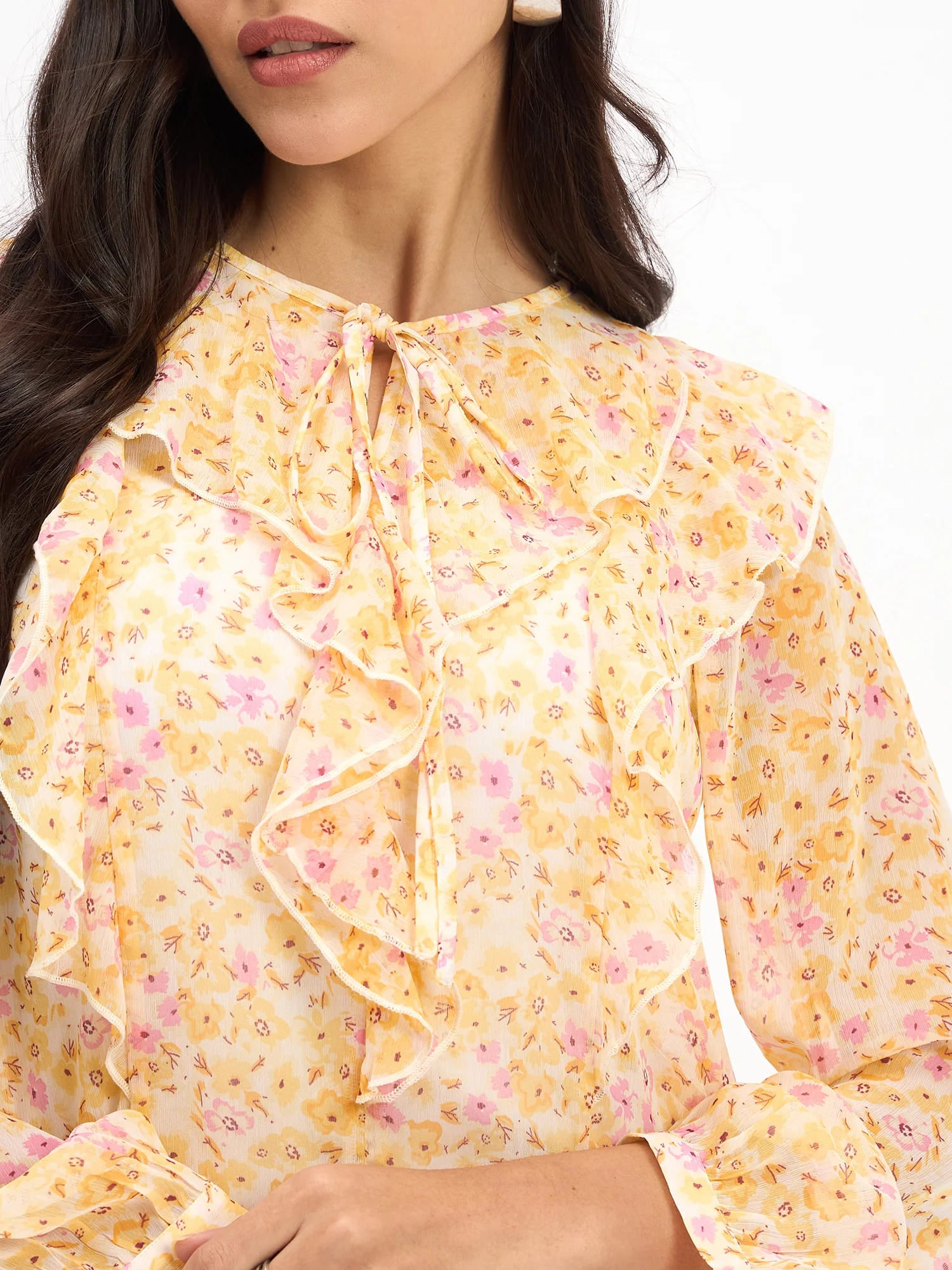 Cillian Ruffle Detail Top - Yellow