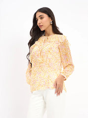 Cillian Ruffle Detail Top - Yellow