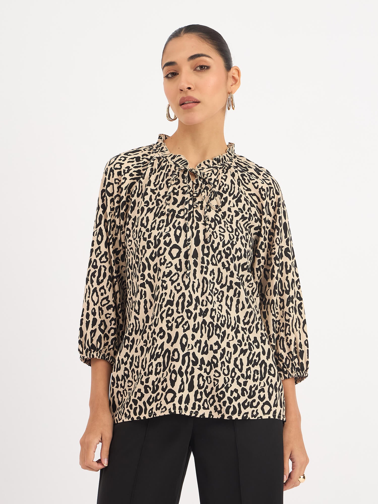 Jenna Raglan Sleeve Top - Leopard Print