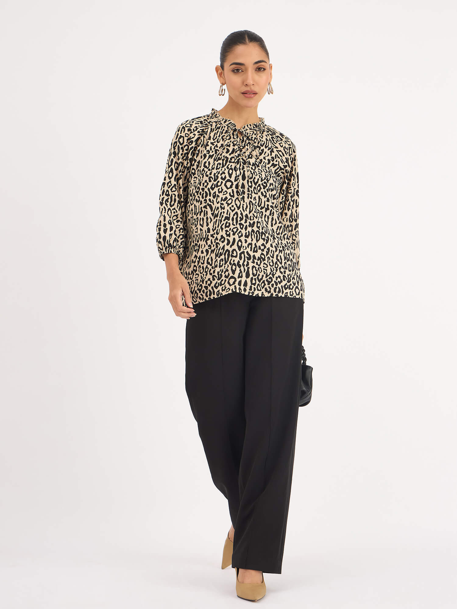 Jenna Raglan Sleeve Top - Leopard Print