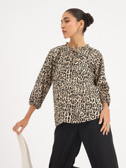 Jenna Raglan Sleeve Top - Leopard Print