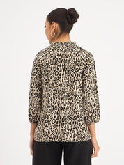 Jenna Raglan Sleeve Top - Leopard Print