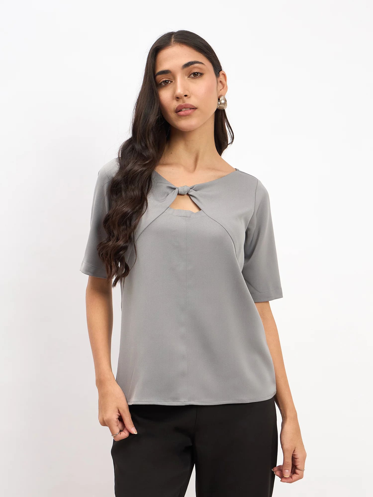 Robust Knot Detail Top - Light Silver