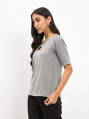 Robust Knot Detail Top - Light Silver