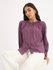 Florian Floral Button Down Top - Purple