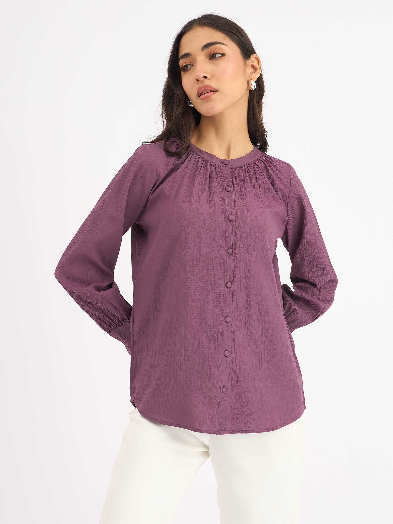 Florian Floral Button Down Top - Purple