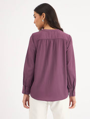 Florian Floral Button Down Top - Purple