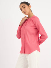 Florian-Pink Button Down Top - Pink