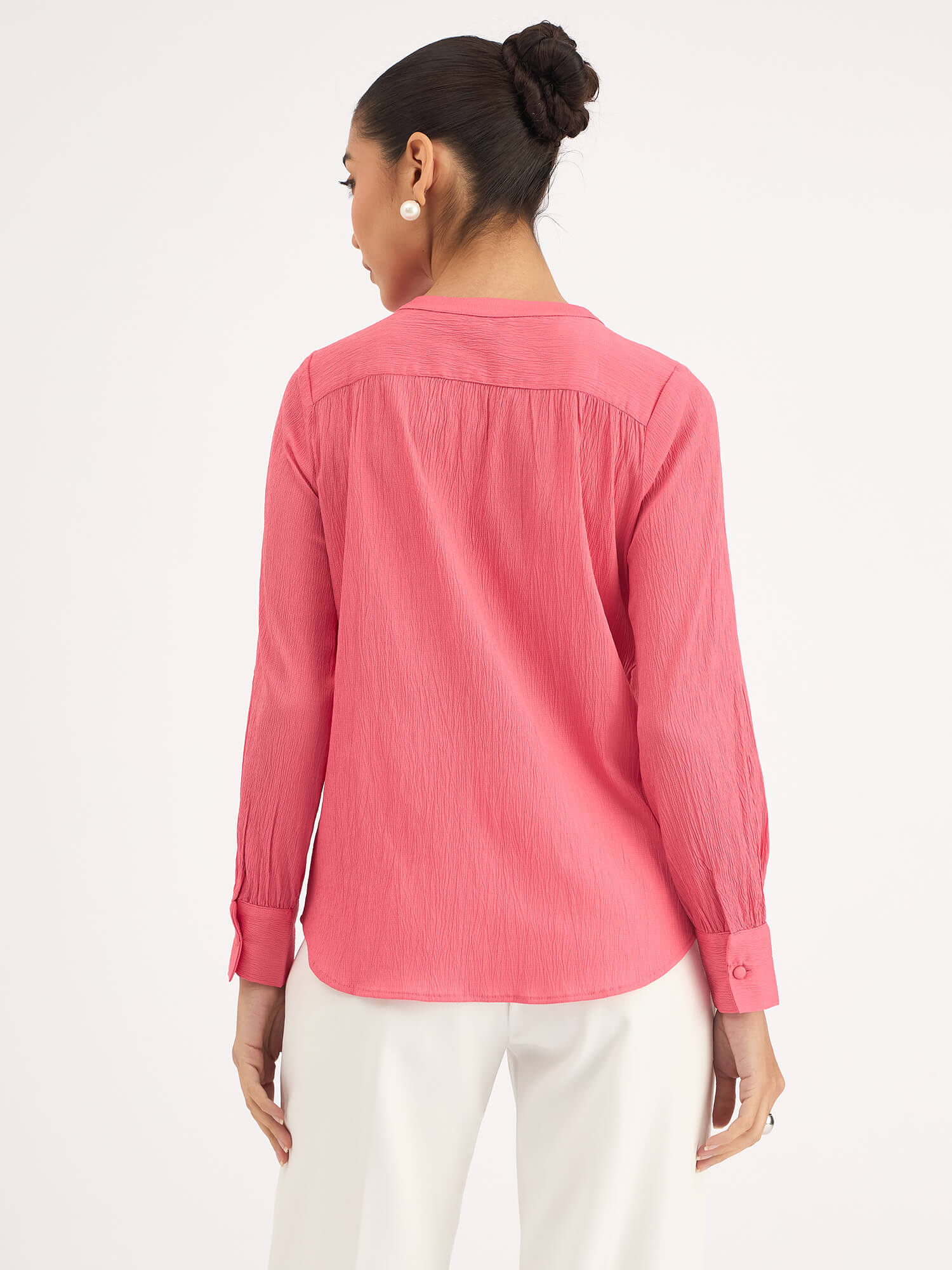 Florian-Pink Button Down Top - Pink