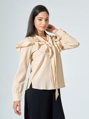 Folly Ruffled Top - Beige