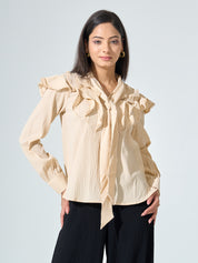 Folly Ruffled Top - Beige