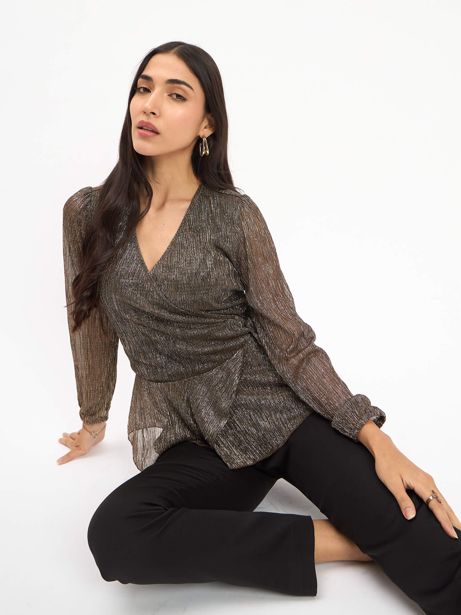 Gala V-Neck Wrap Top - Bronze