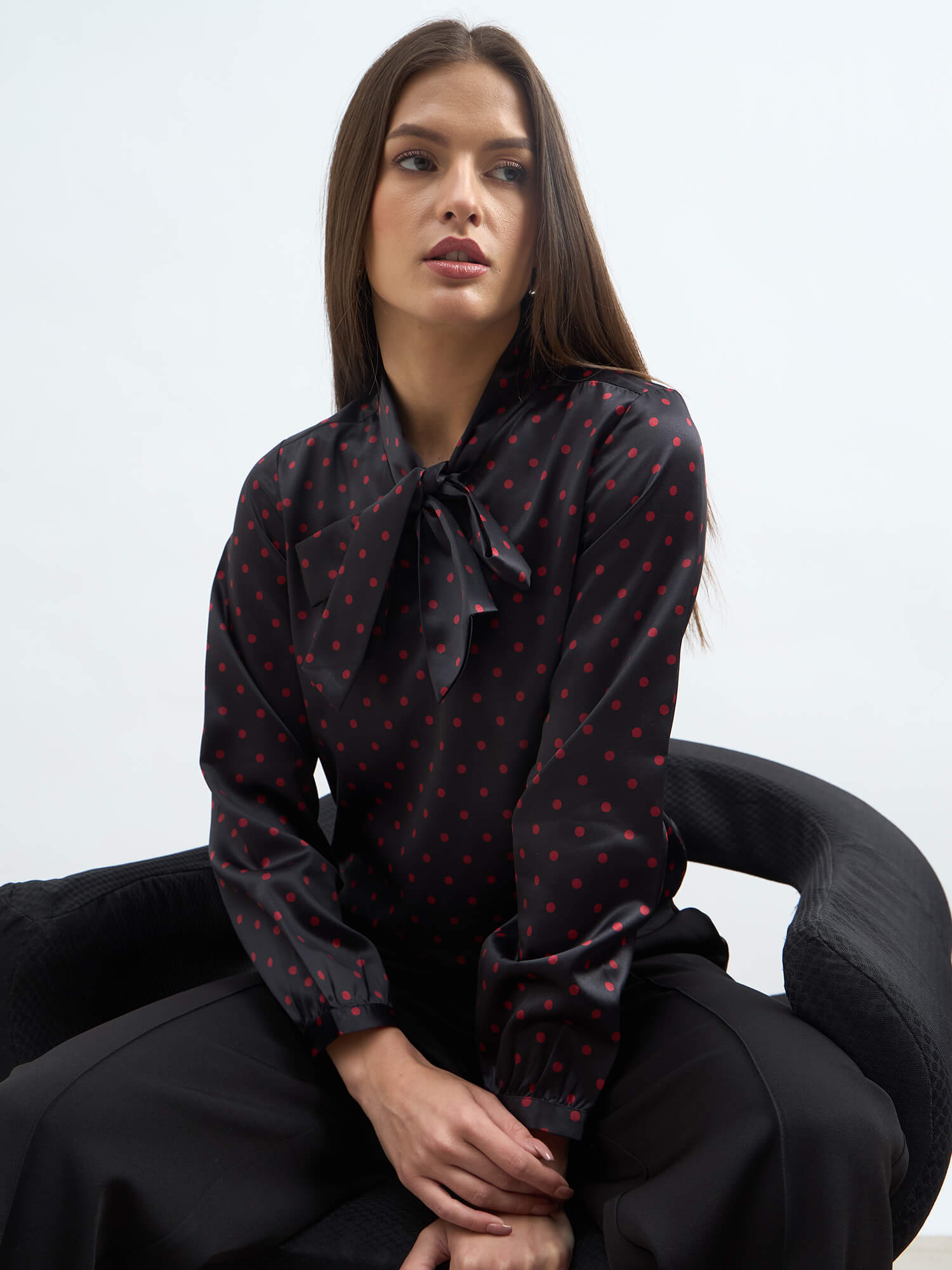 Pulse Neck Tie Top - Black &amp; Red