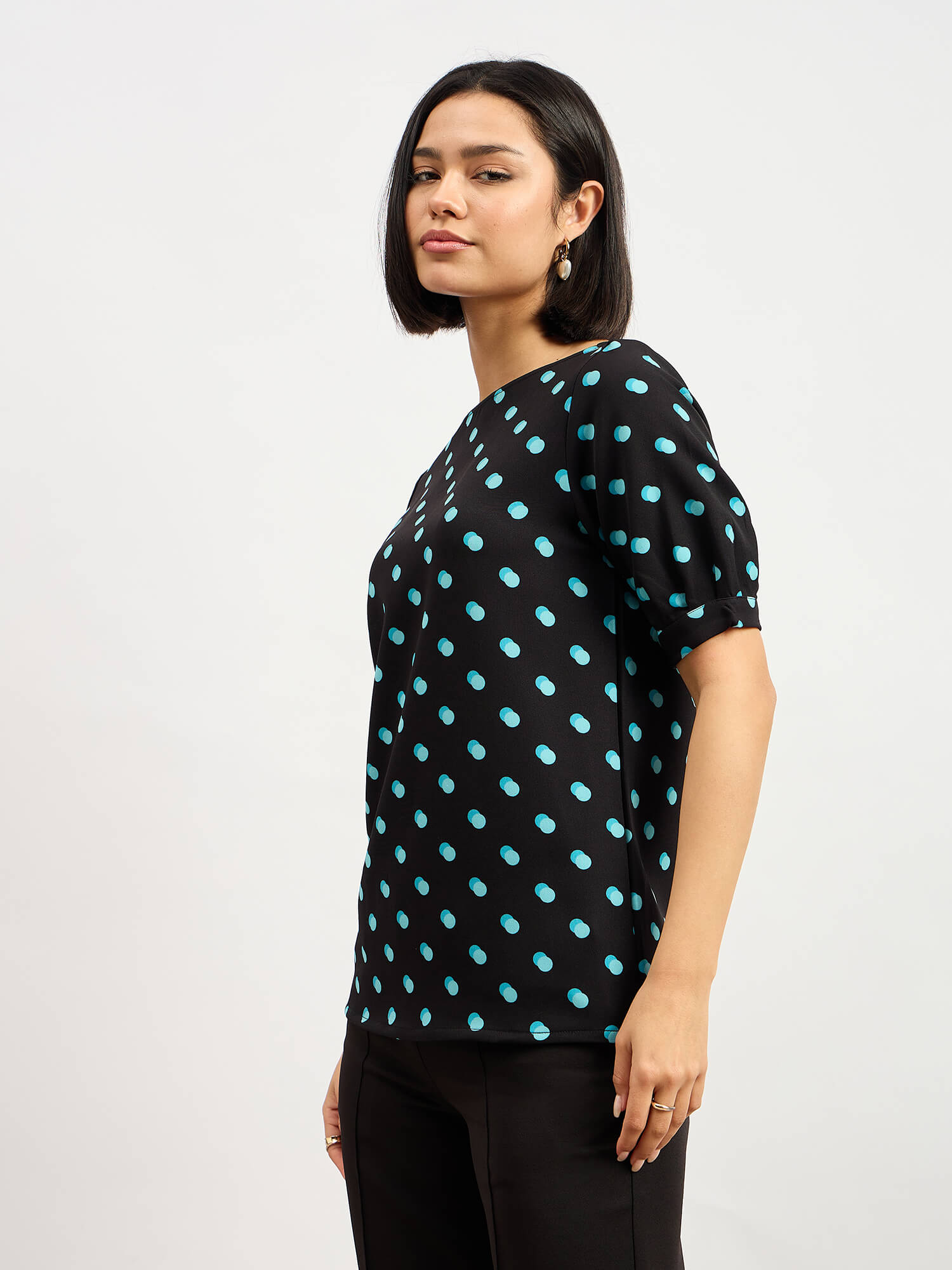 Pola Pleated Sleeve Top - Black - SALT Attire