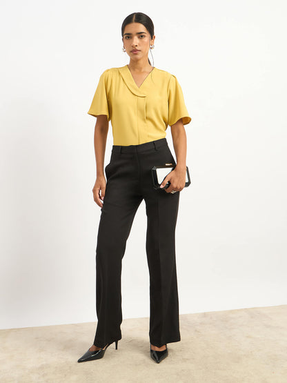 Cobble Asymmetric Collar Top - Yellow