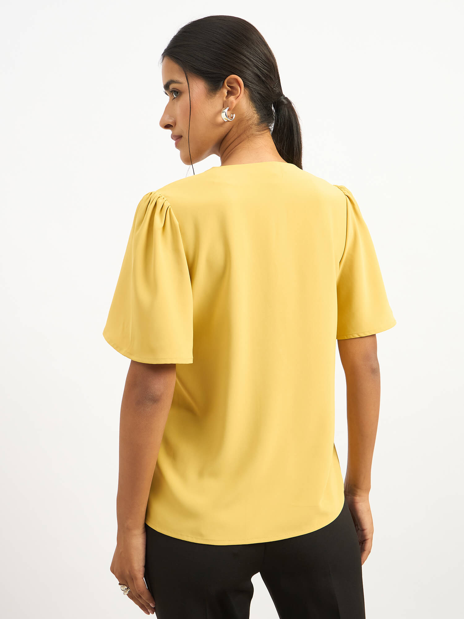 Cobble Asymmetric Collar Top - Yellow