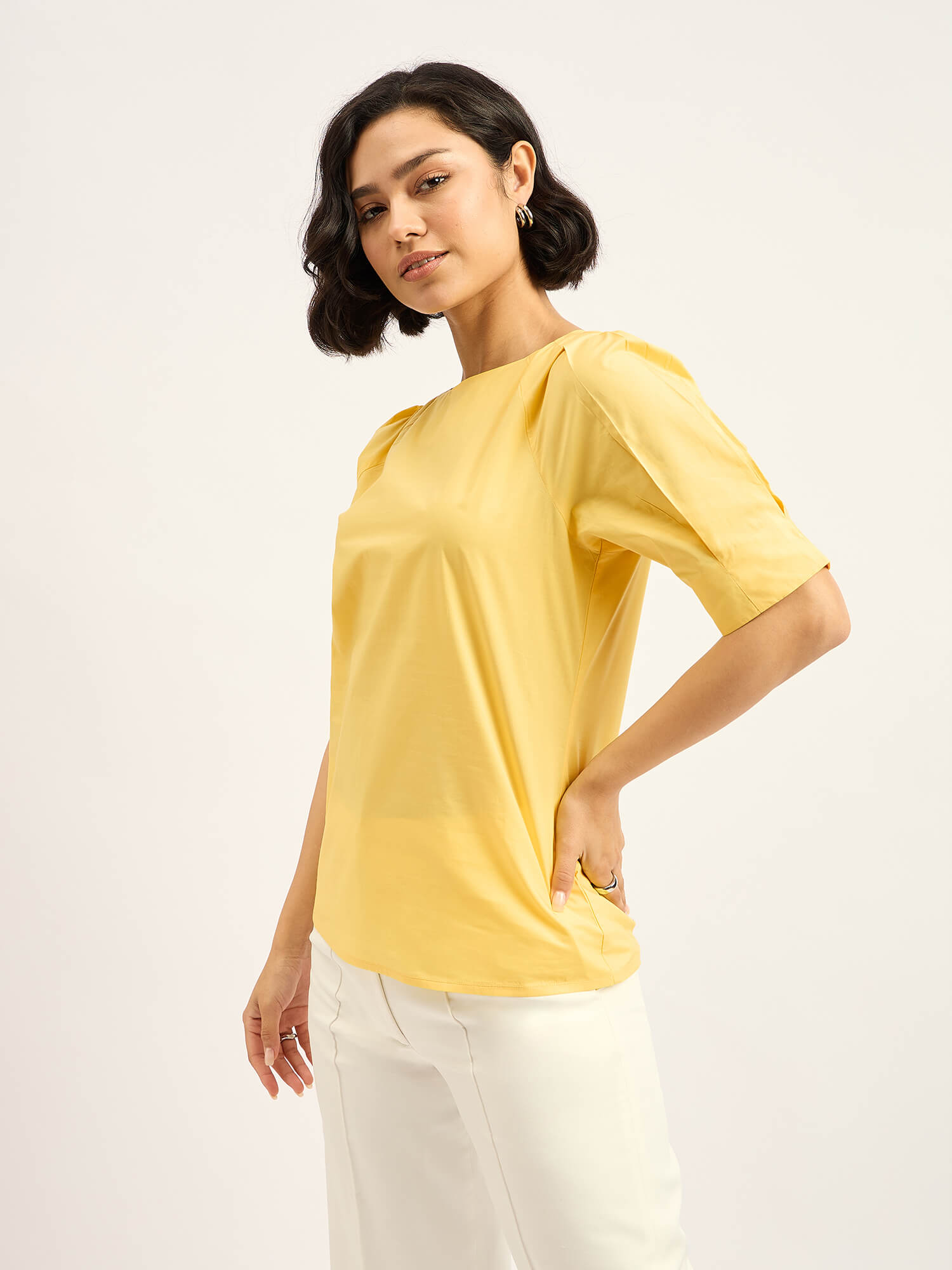 Avon Pleat Detail Top - Yellow