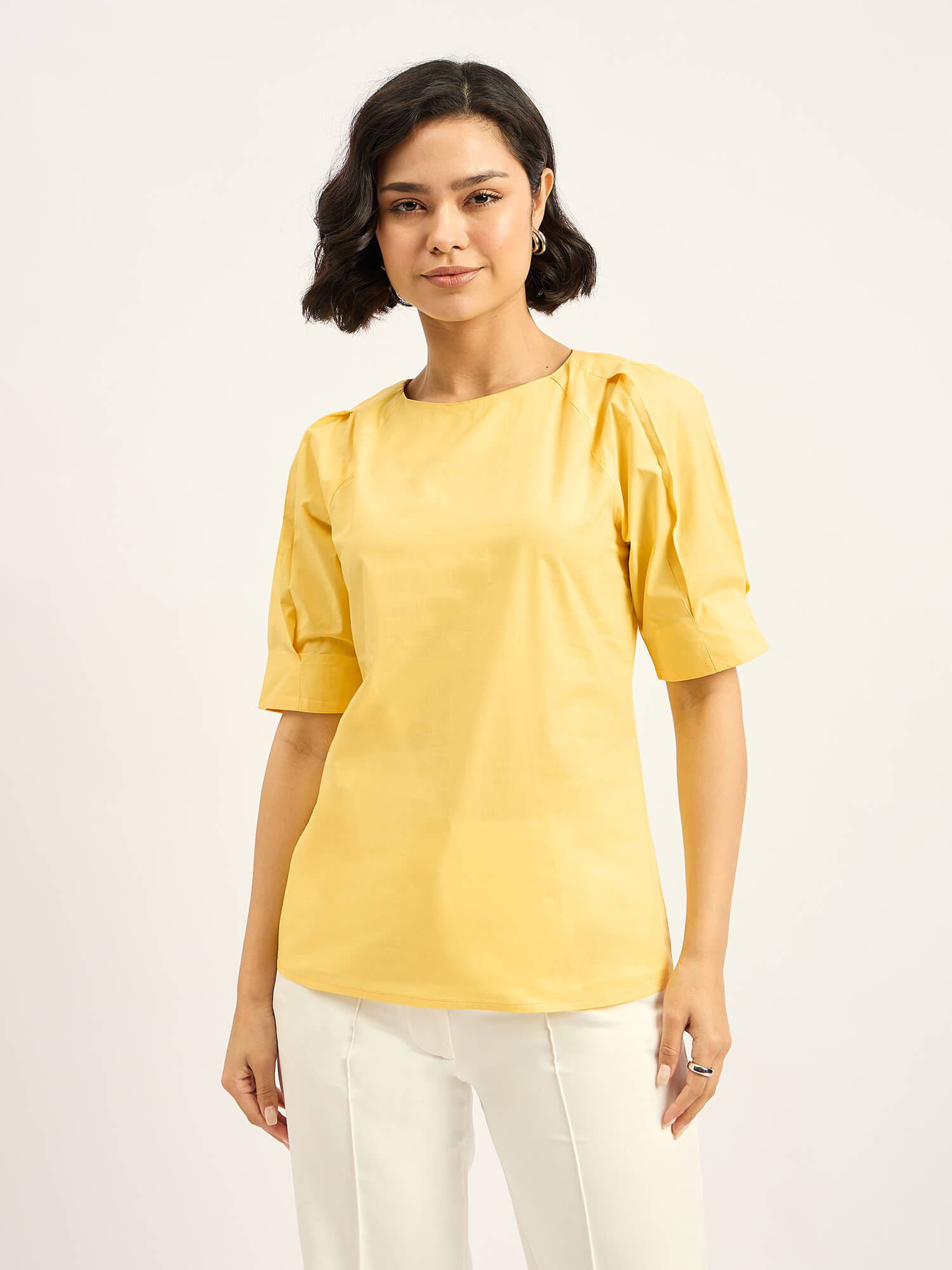 Avon Pleat Detail Top - Yellow