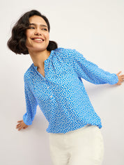 Scilla Balloon Sleeve Top - Blue & White