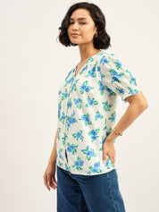 Fleur V- neck Top - Multicolor