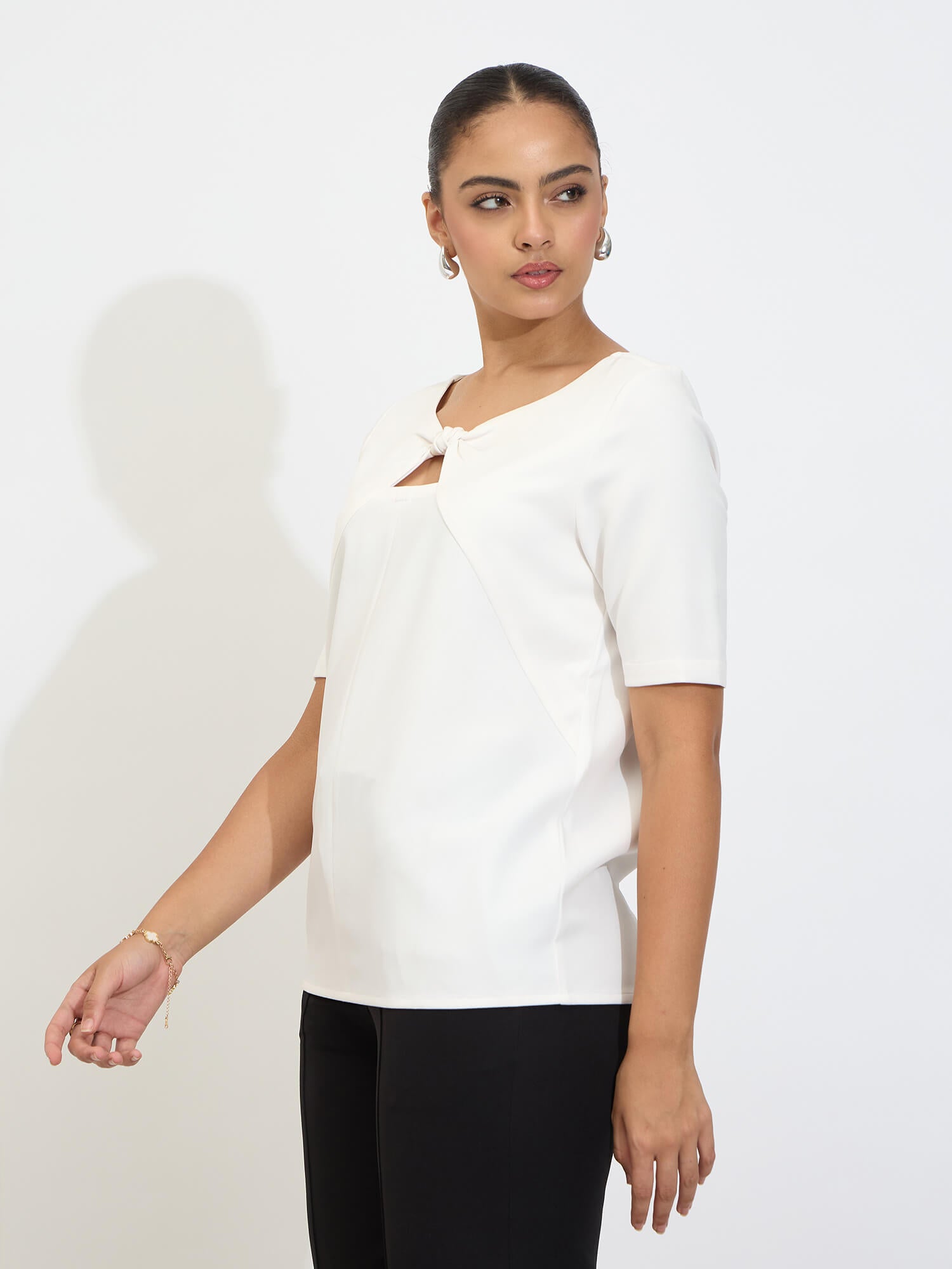 Robust Knot Detail Top-White - SALT Attire